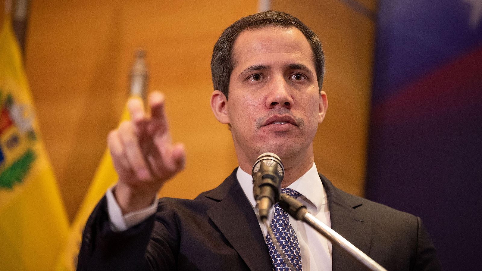 El opositor venezolano Juan Guaidó durante una rueda de prensa en Caracas en 2022