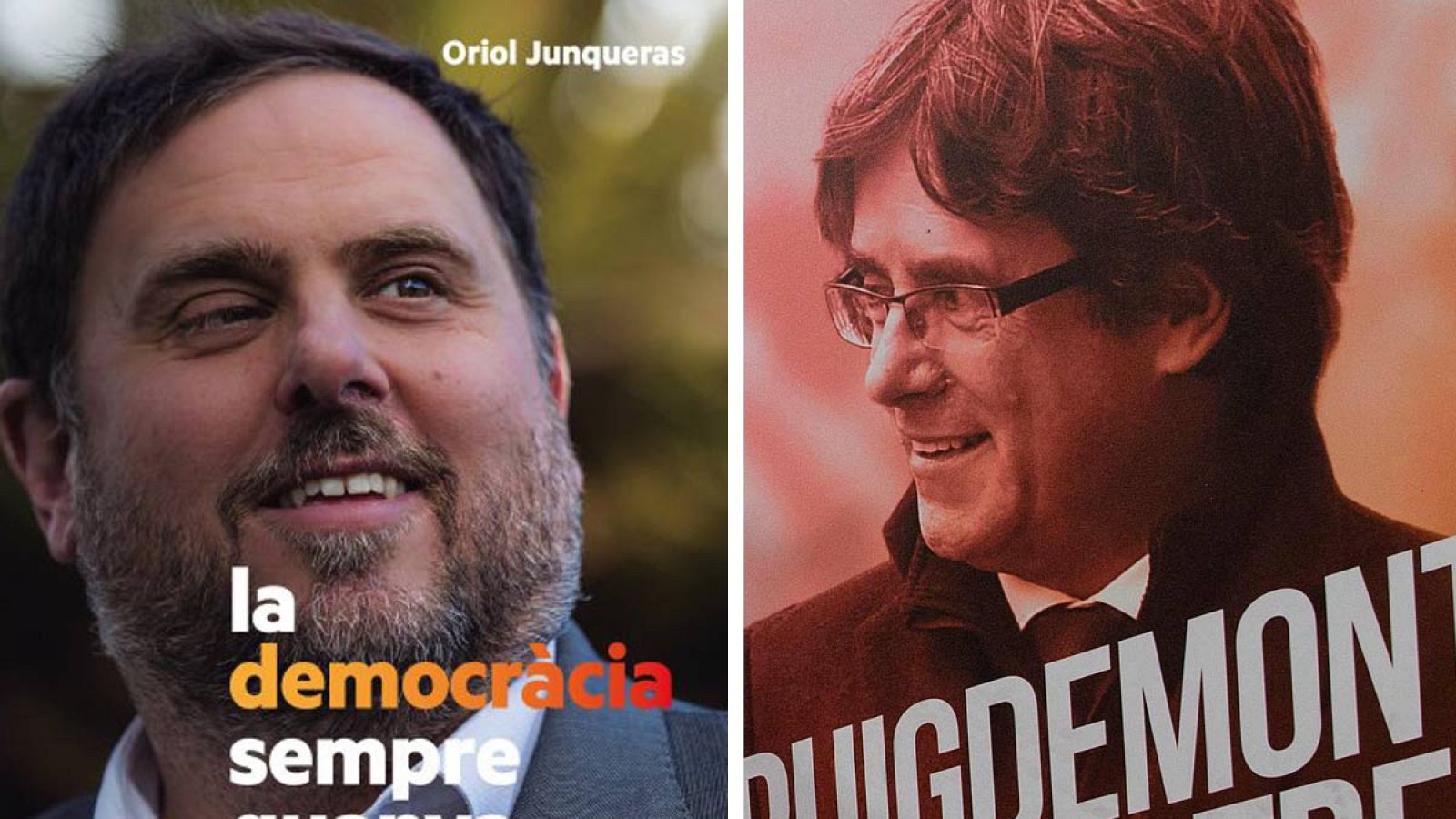 Carteles electorales de Oriol Junqueras y Carles Puigdemont