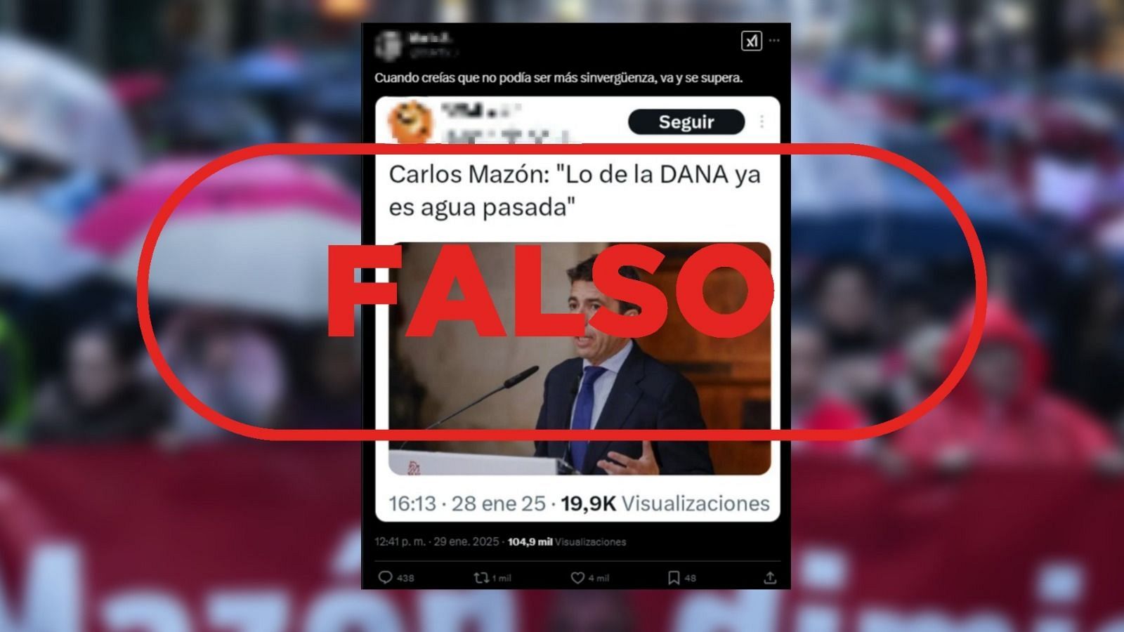 Mazón no ha dicho que "lo de la DANA es agua pasada", es una cuenta parodia