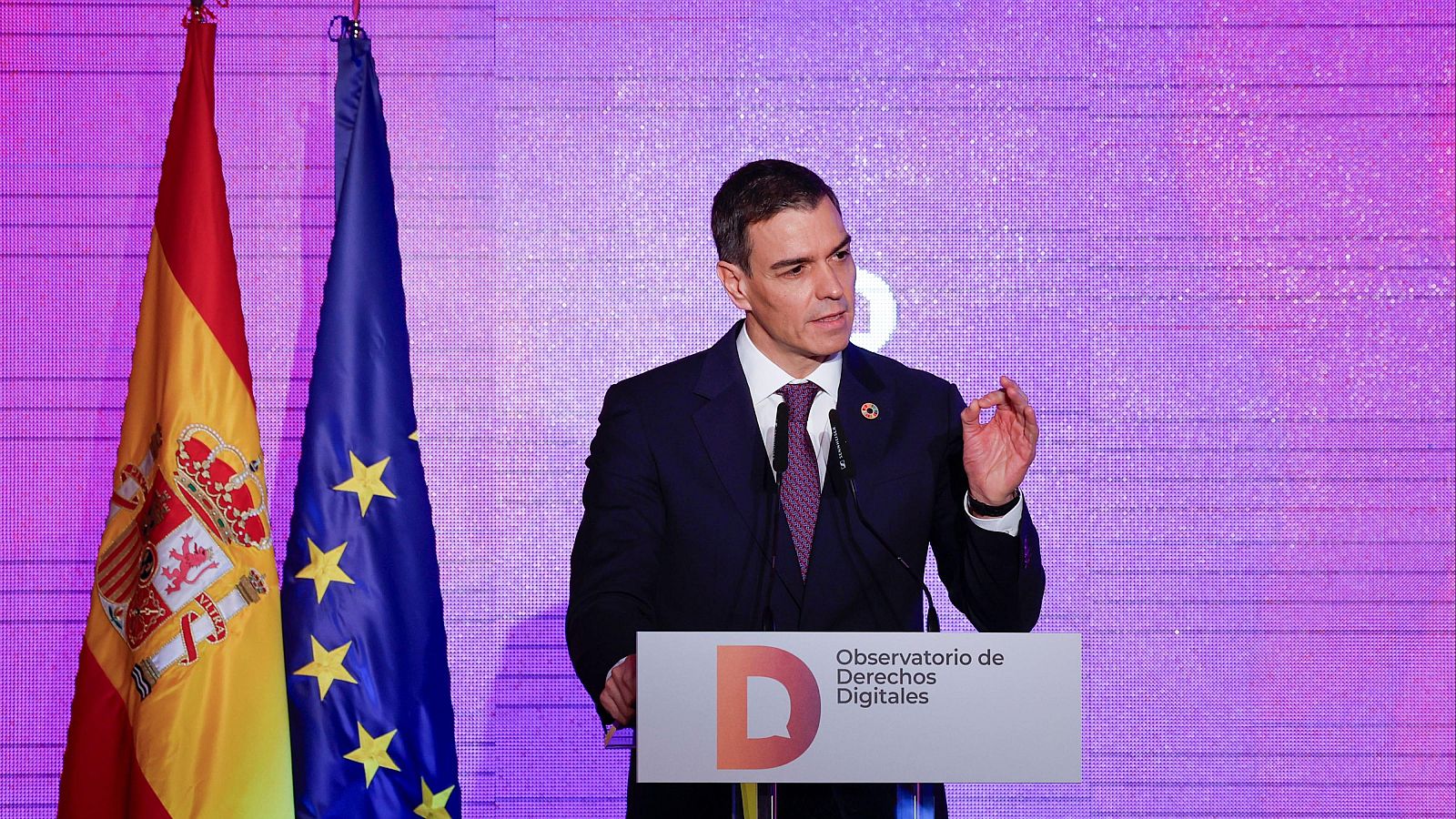 Pedro Sánchez en el acto de presentación del Observatorio de Derechos Digitales