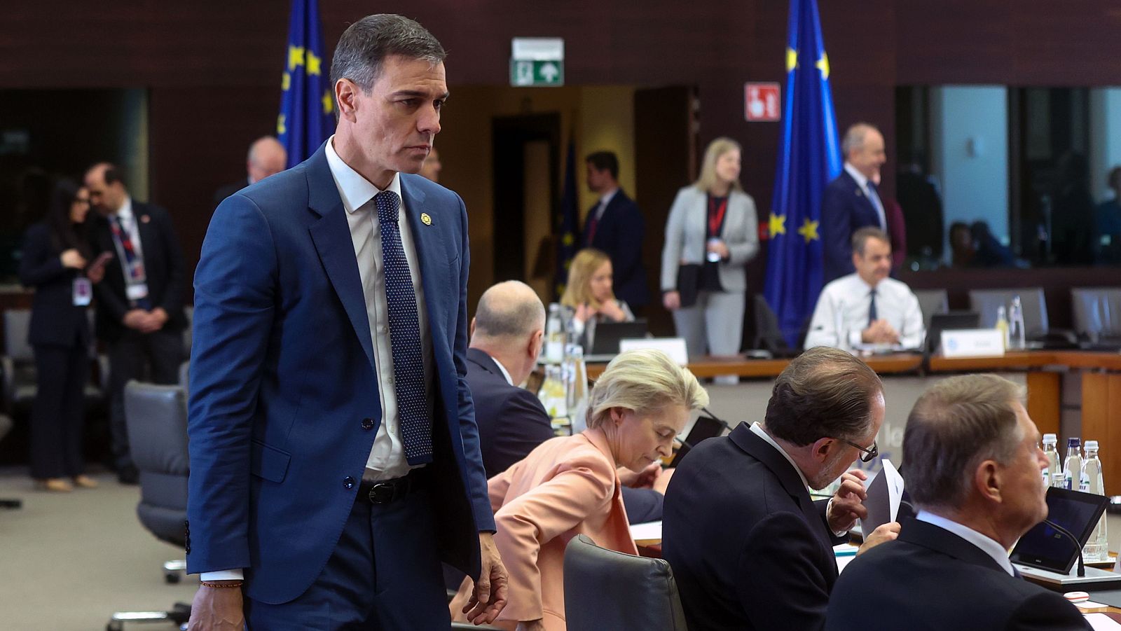 Pedro Sánchez en una reunión en Bruselas