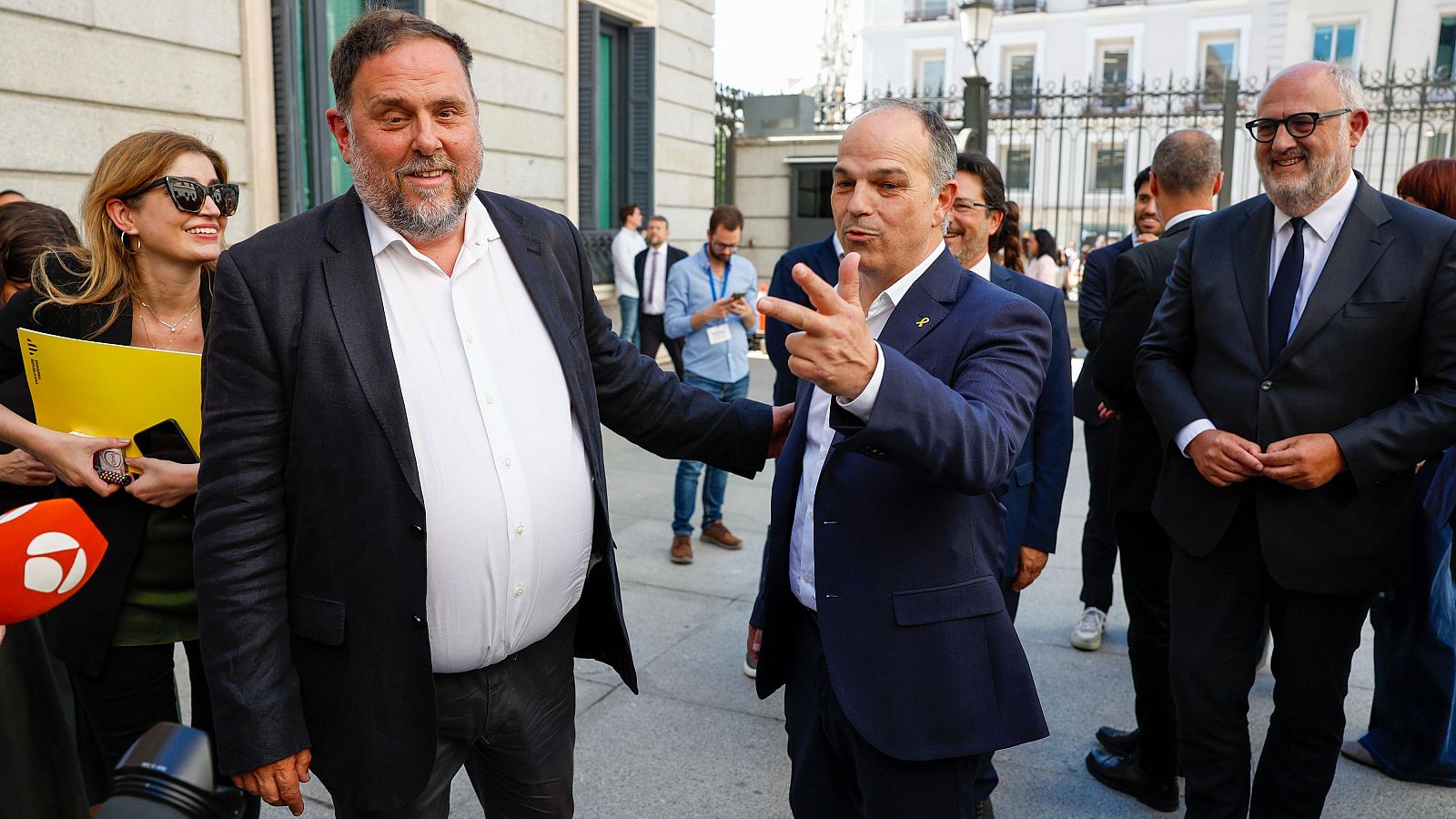 Oriol Junqueras (ERC) y Jordi Turull (Junts) el día que se aprobó la amnistía en el Congreso de los Diputados