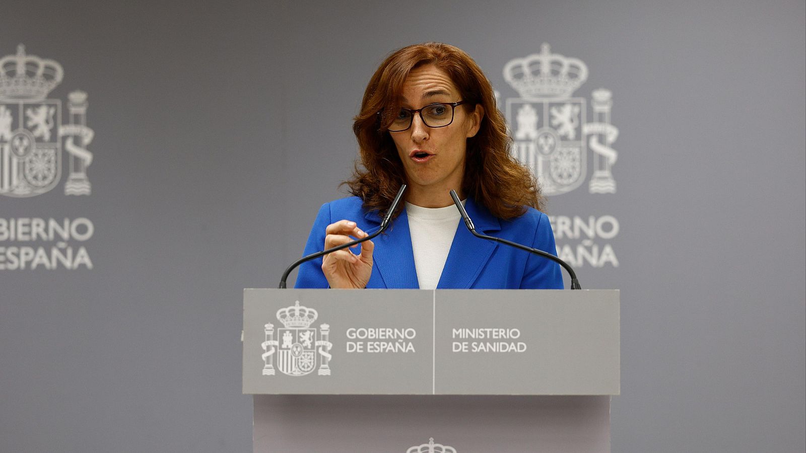 Mónica García, durante una rueda de prensa en el Ministerio de Sanidad
