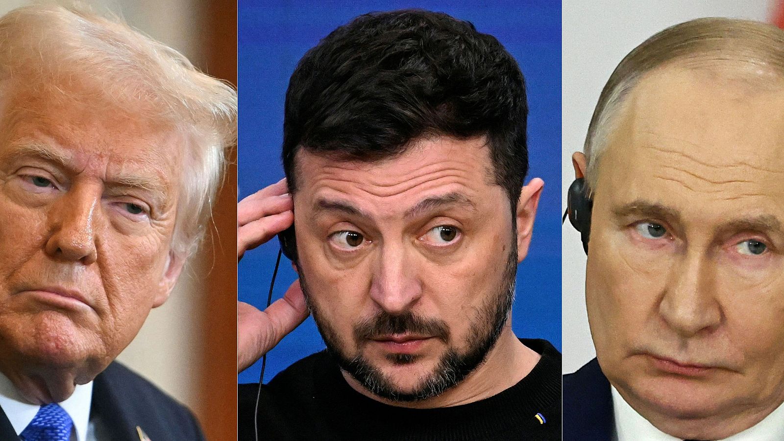 Donald Trump, Volodímir Zelenski y Vladímir Putin