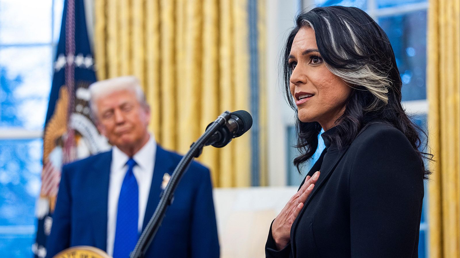 La nueva directora de Inteligencia Nacional de EE.UU., Tulsi Gabbard, en la Casa Blanca