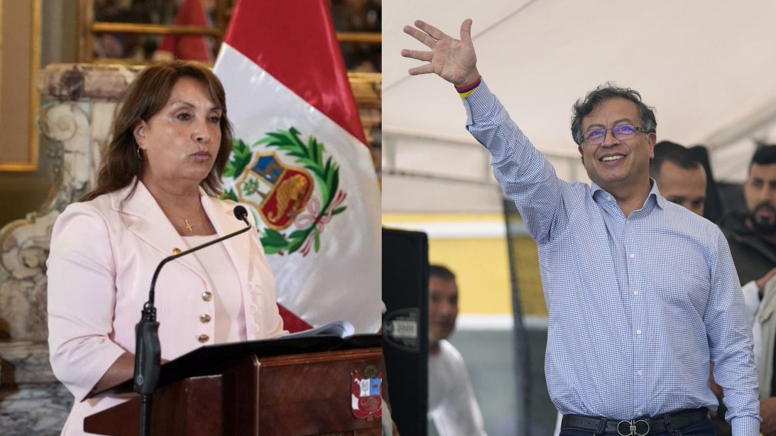 La presidenta peruana, Dina Boluarte, y el mandatario colombiano, Gustavo Petro