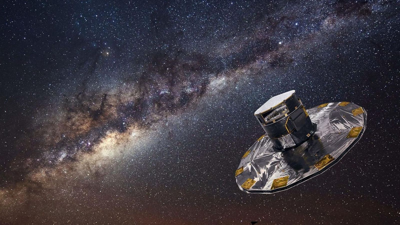 Recreación del instrumento Gaia, de la Agencia Espacial Europea (ESA) que censa mil millones de estrellas dentro de la Vía Láctea.