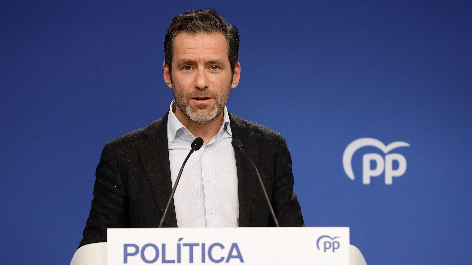 El portavoz nacional del PP, Borja Sémper, durante la rueda de prensa posterior a la reunión del Comité de dirección del partido, este lunes