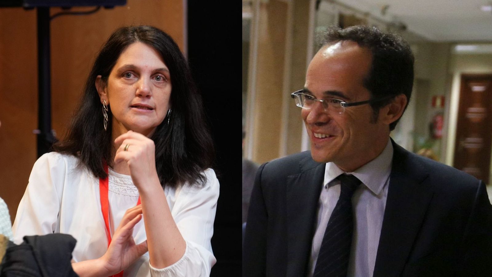 Pilar Sánchez Acera (izquierda), secretaria de organización del PSOE-M, y Francesc Vallés (derecha), exsecretario de Estado de Comunicación