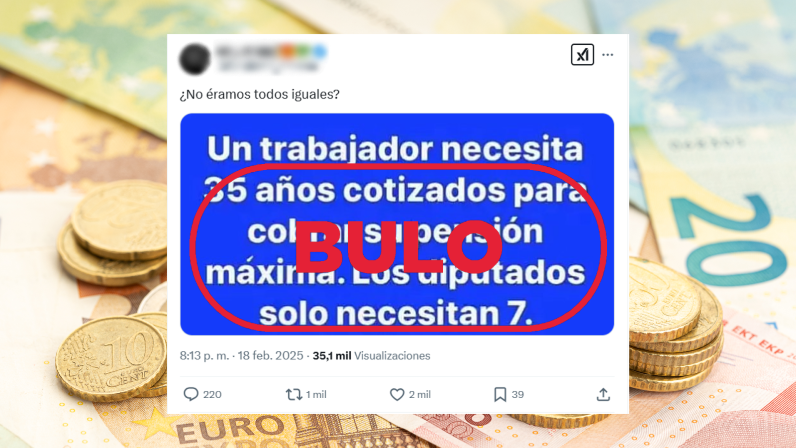 Es un bulo que los diputados cobren la pensión máxima por cotizar solo 7 años
