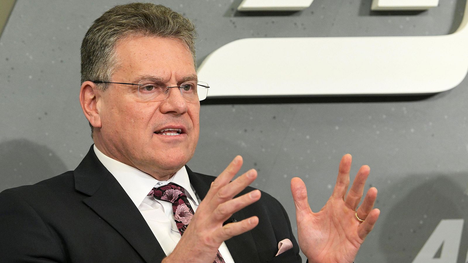 El comisario europeo de Comercio, Maros Sefcovic, en el American Enterprise Institute, Washington