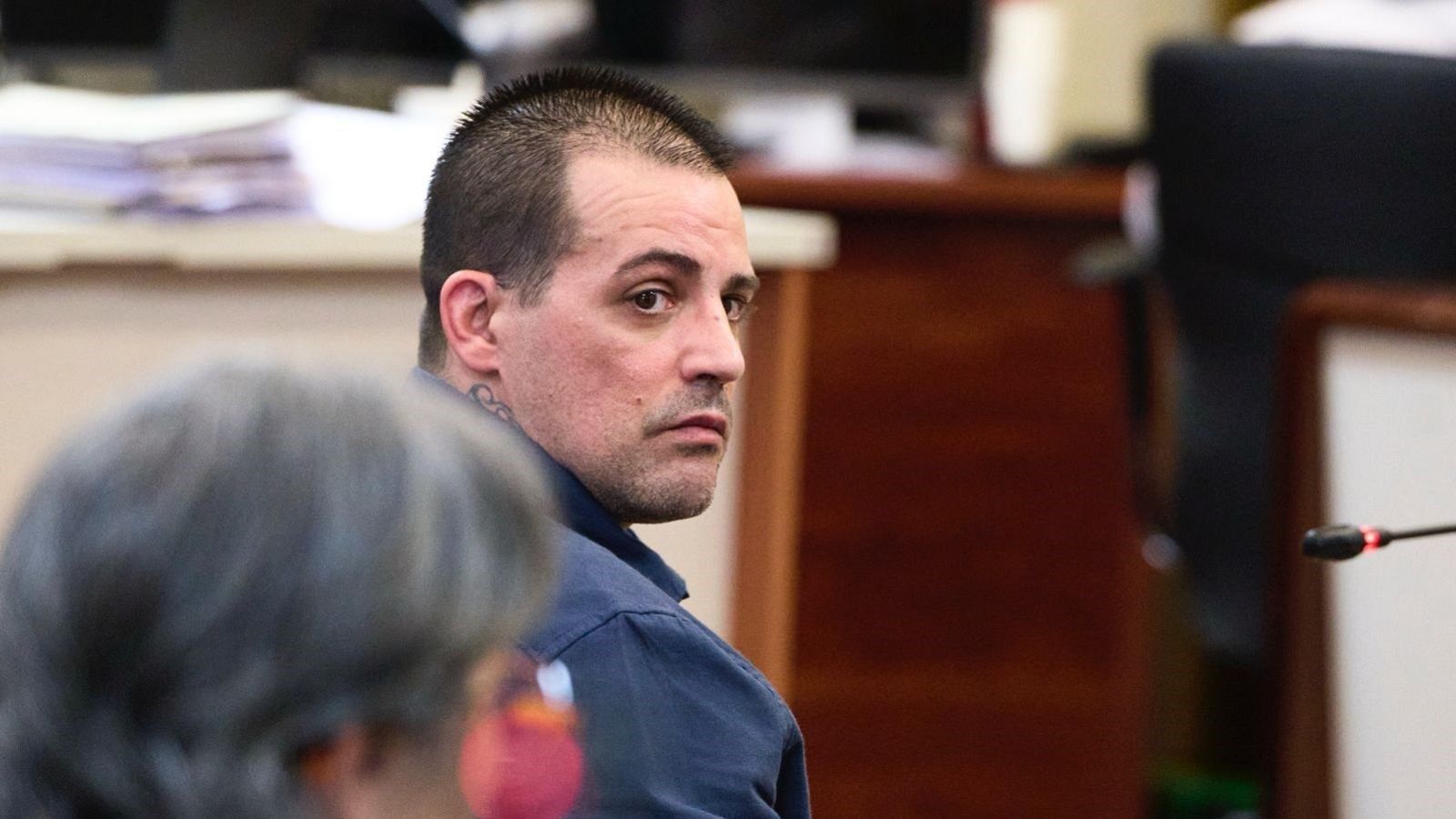 El acusado por el crimen de Liaño en un momento de la sesión en la que ha declarado