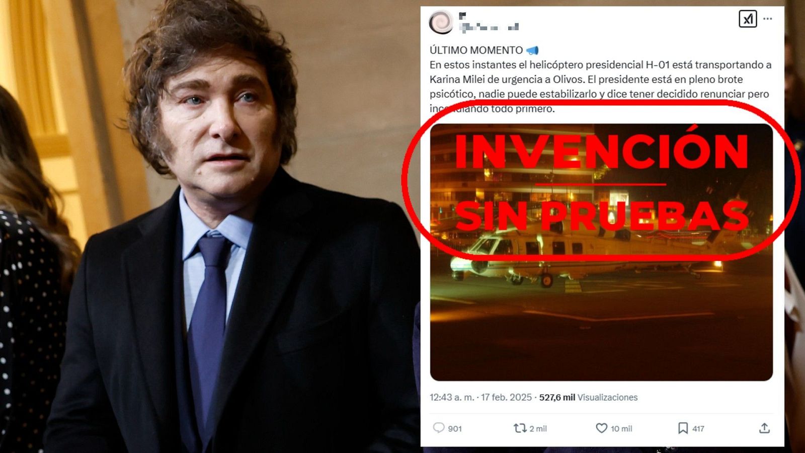 No hay pruebas de que Milei haya sufrido un brote psicótico