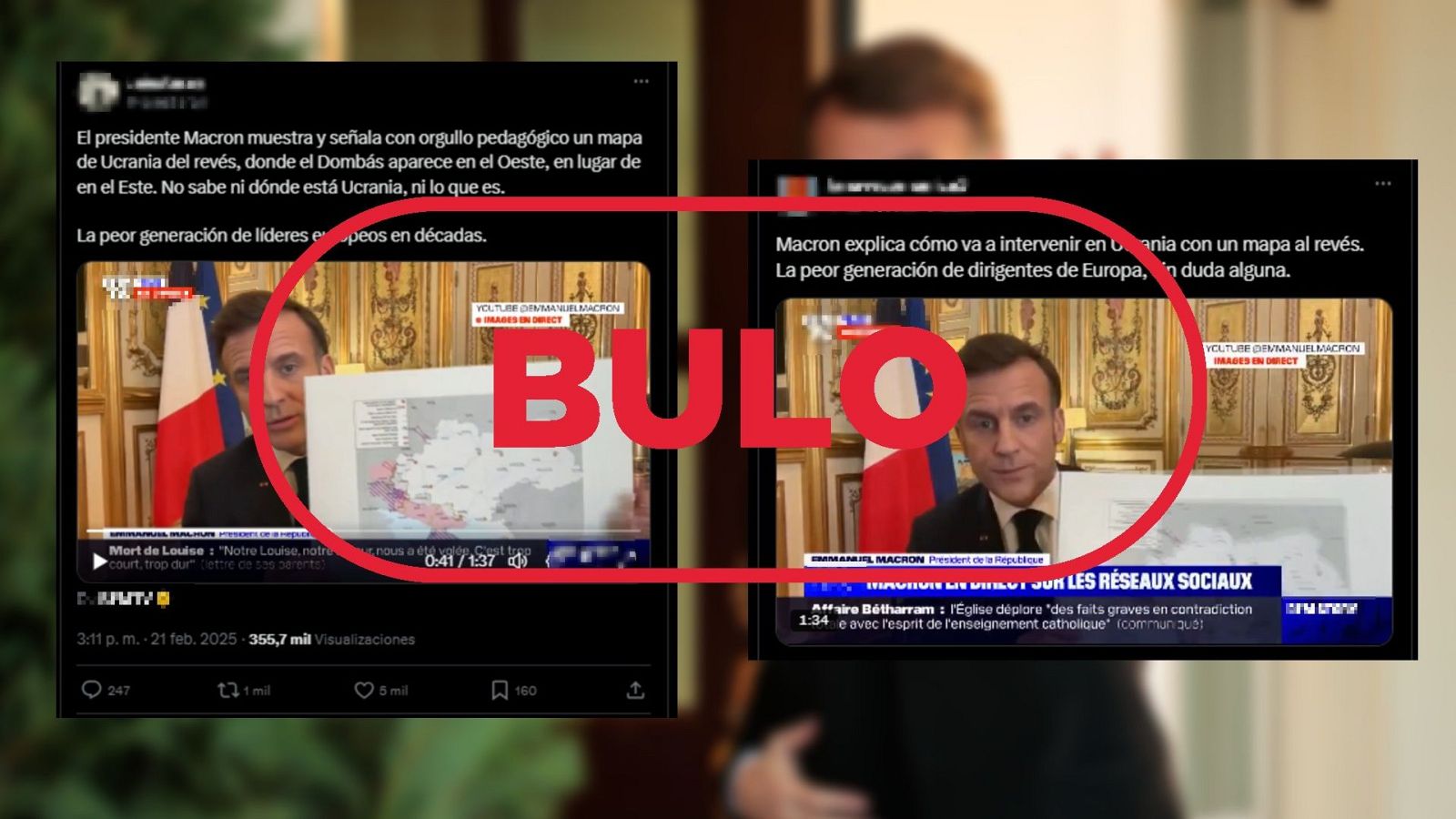 Macron no muestra un mapa de Ucrania al revés, es un bulo