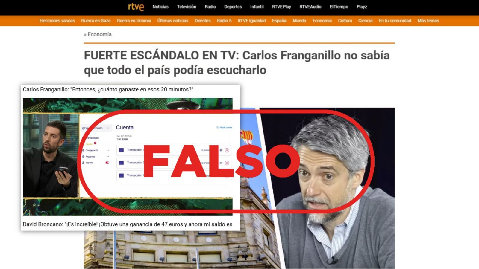 No es Carlos Franganillo promocionando en RTVE una plataforma de inversión
