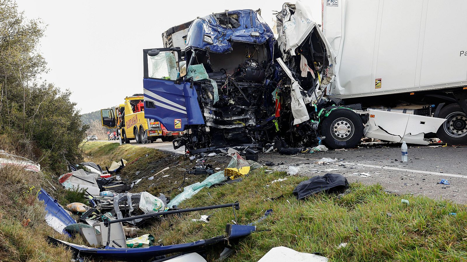 Cuatro fallecidos en un choque frontal entre dos camiones en la N-113 en Fitero (Navarra)