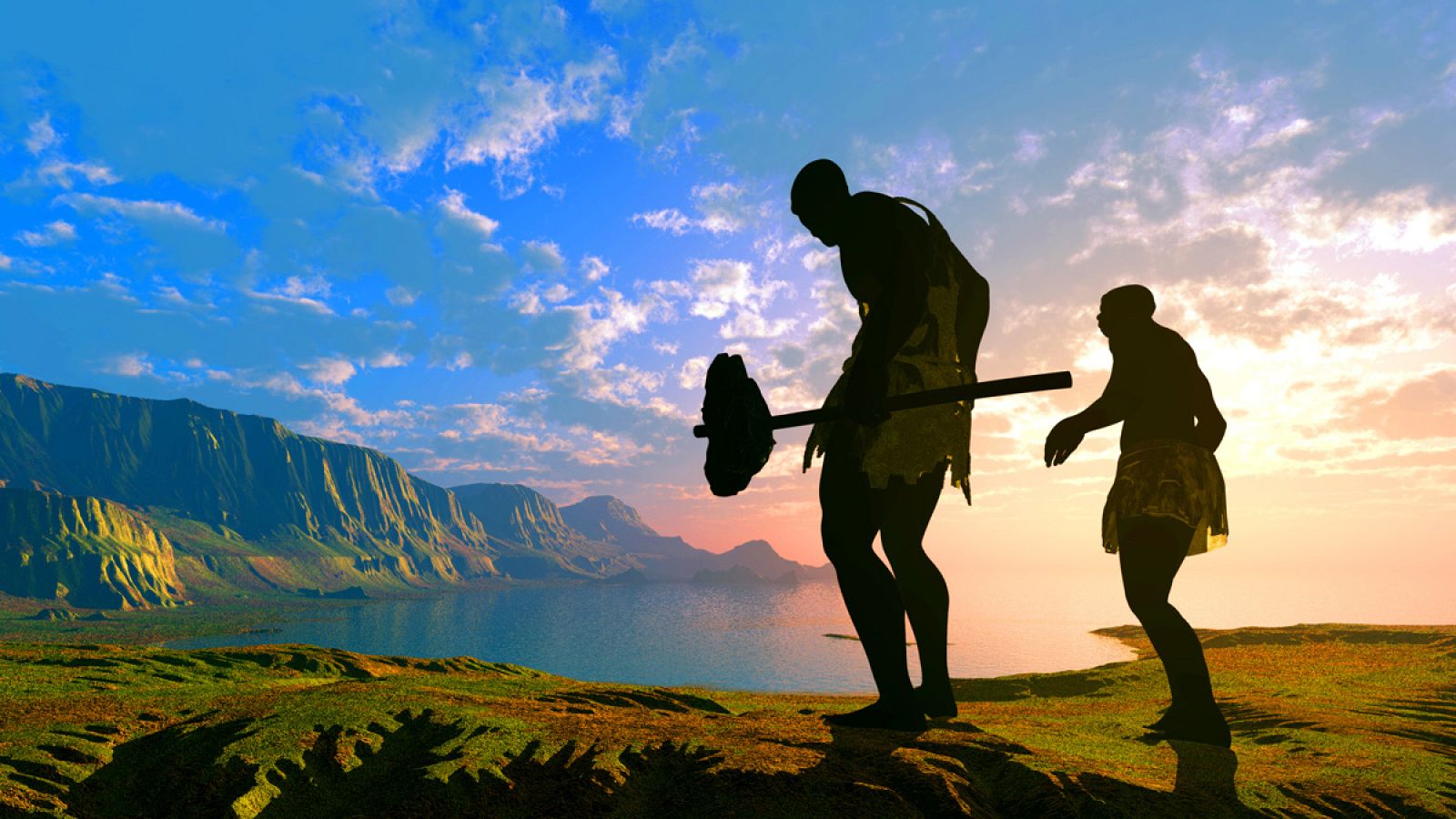 Una recreación de humanos prehistóricos