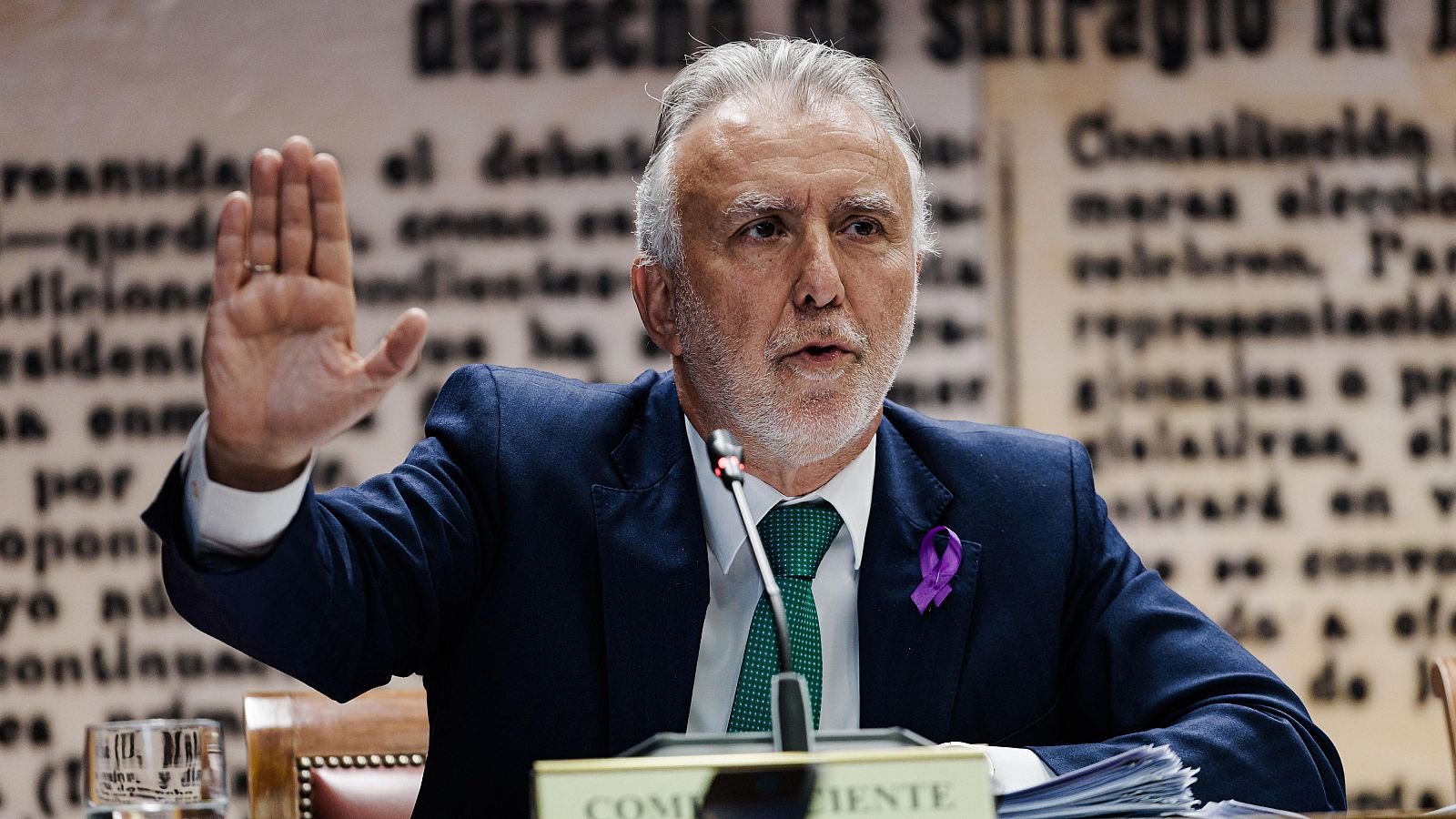 El ministro de Política Territorial y Memoria Democrática, Ángel Víctor Torres, durante su comparecencia en la comisión por el caso Koldo