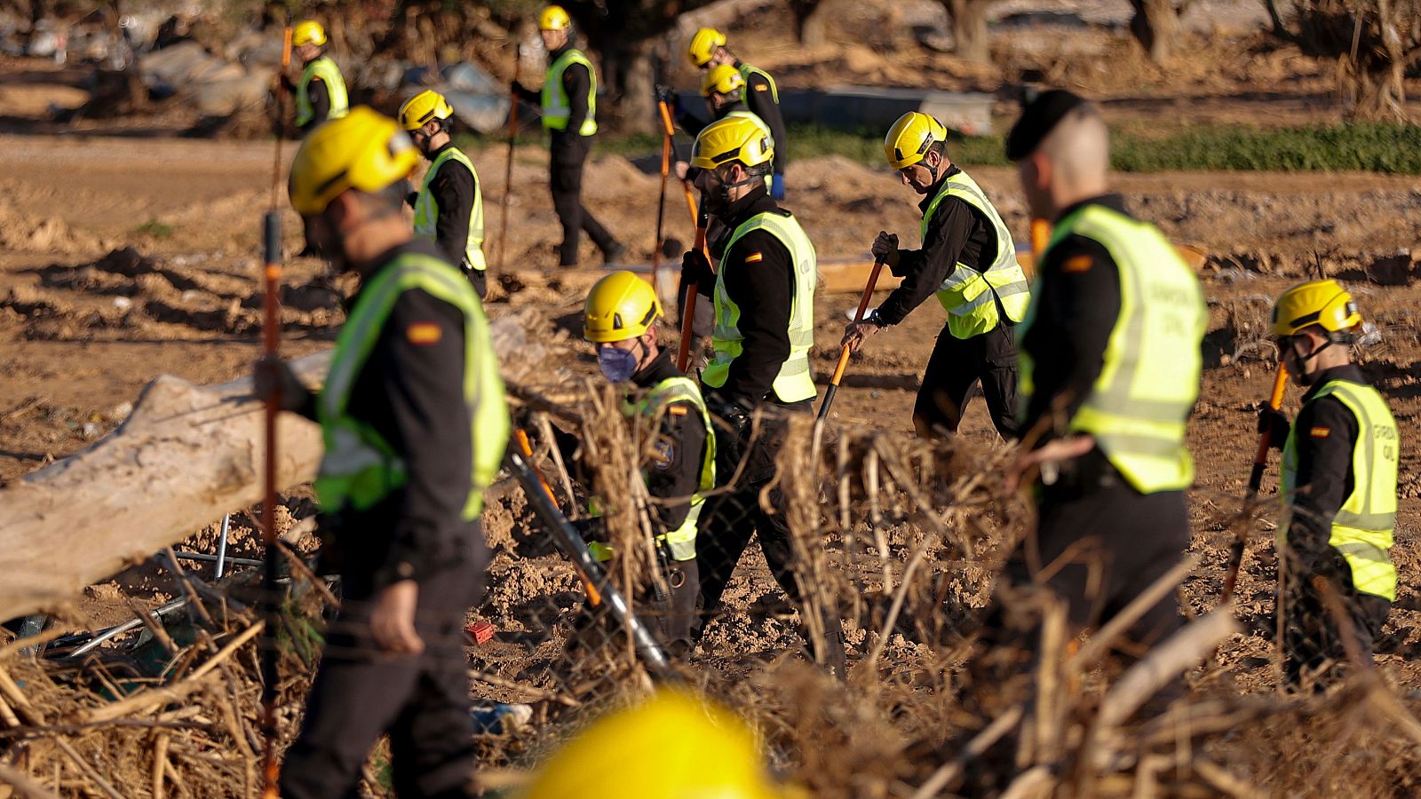 Búsqueda de un desaparecido por la dana en el barranco del Poyo con perro y dron