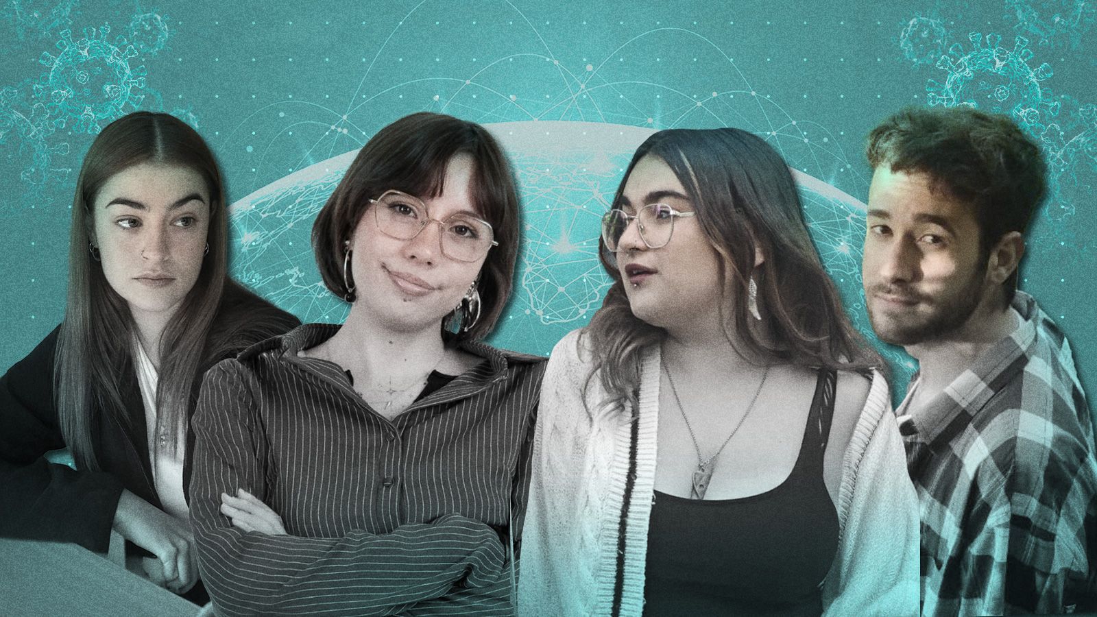 De izquierda a derecha: Loren, Luana, Carla y Javi, adolescentes durante la pandemia