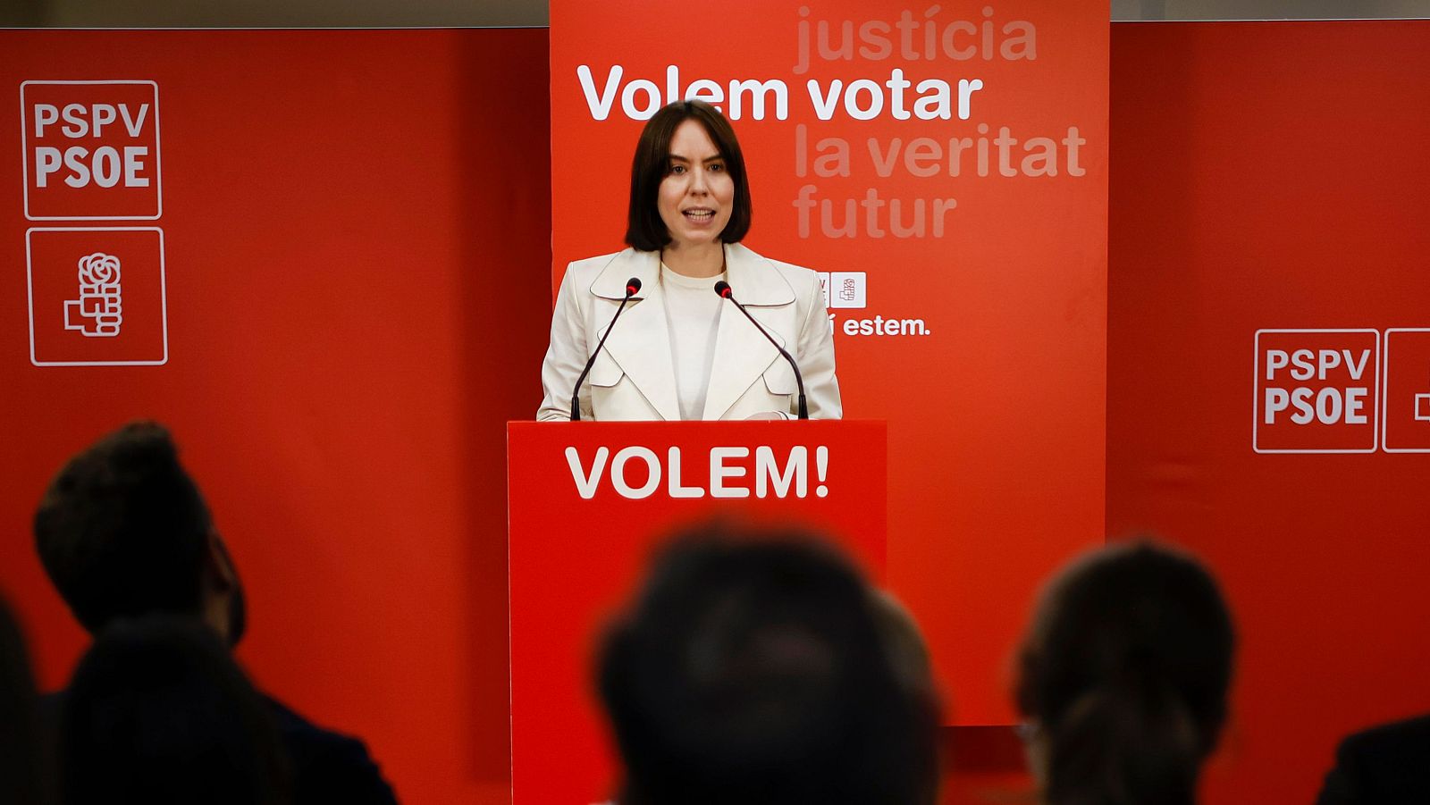 Diana Morant comparece en la sede del PSPV-PSOE
