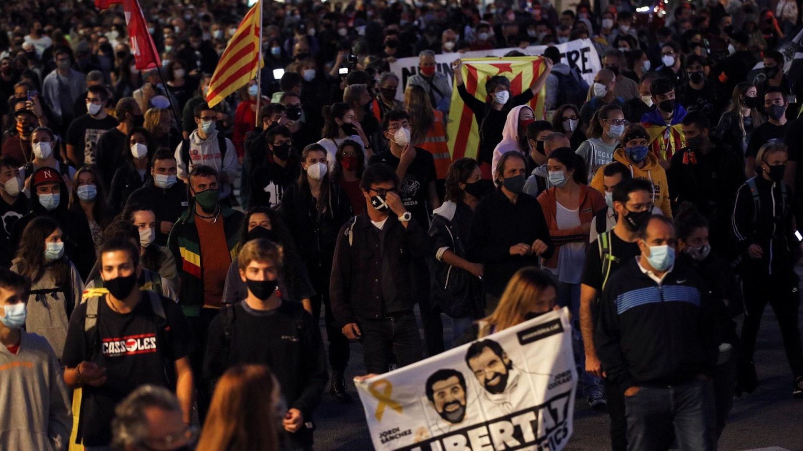 Manifestación independentista tras el 'procés' en Cataluña