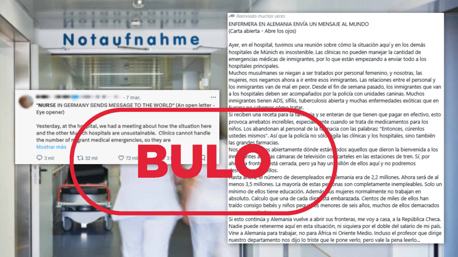 No es una carta real de una enfermera en Alemania, es un bulo