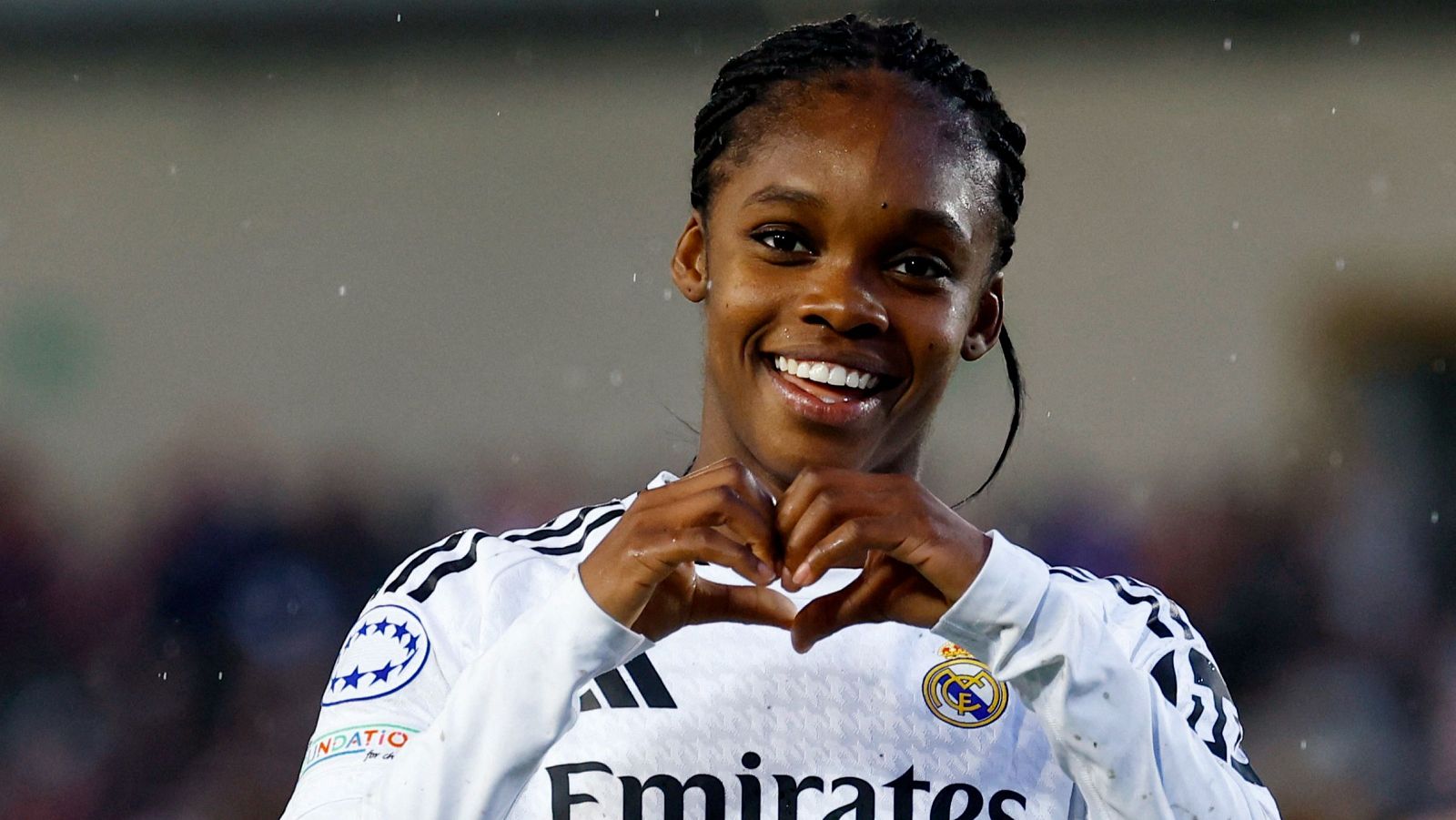 Linda Caicedo tras marcar el primer gol en la ida de cuartos de la Champions Femenina contra el Arsenal