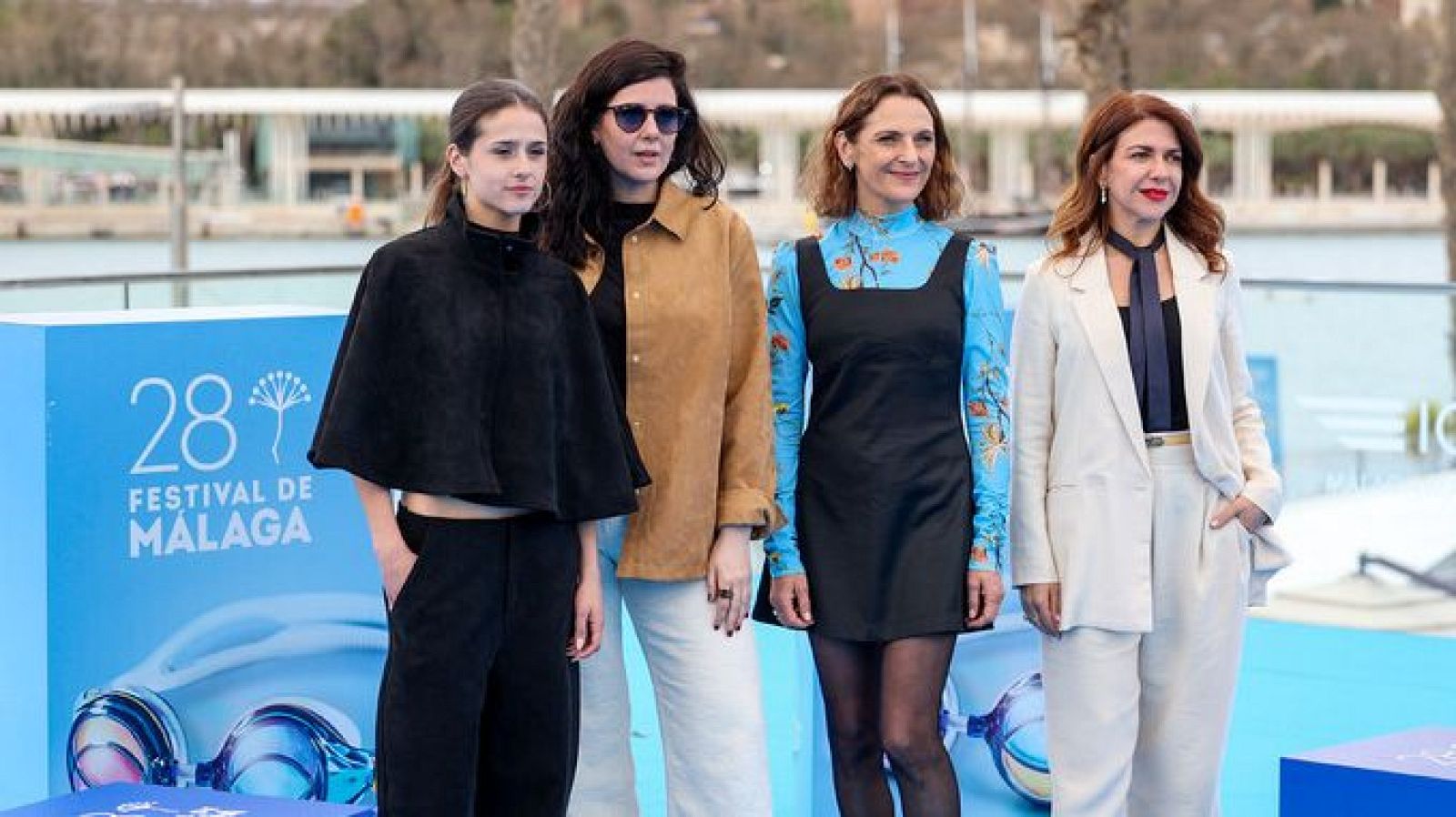 Belén Funes y las protagonistas de 'Los tortuga' en el Festival de Málaga (EFE/Daniel Pérez)