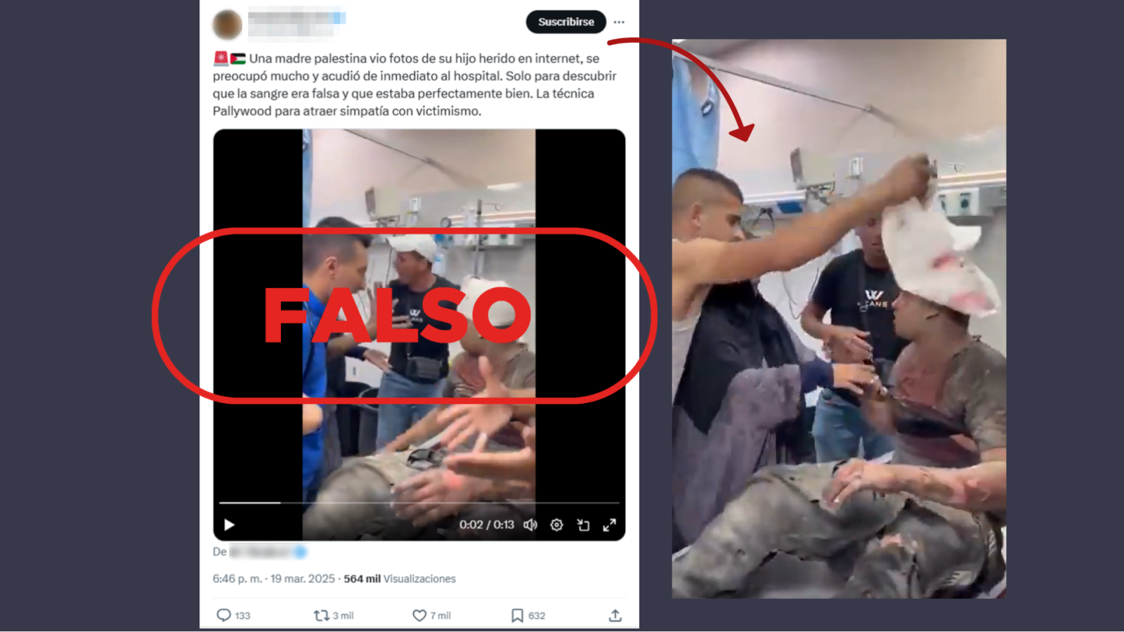 Este vídeo no muestra a un palestino fingiendo estar herido