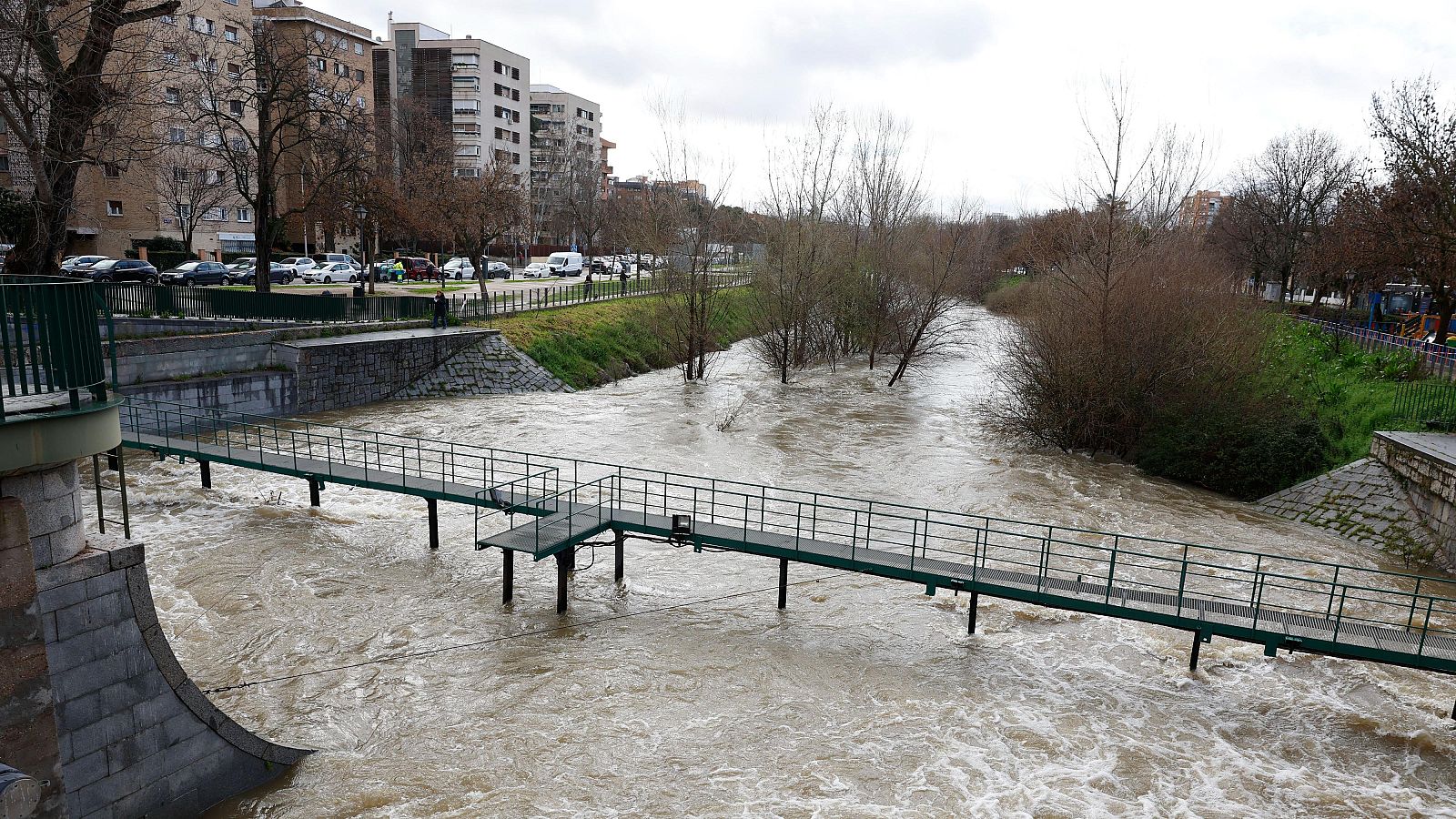 Caudal del río Manzanares tras el paso de la borrasca Martinho