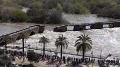 La crecida del Tajo derrumba parte del Puente Viejo de Talavera de la Reina