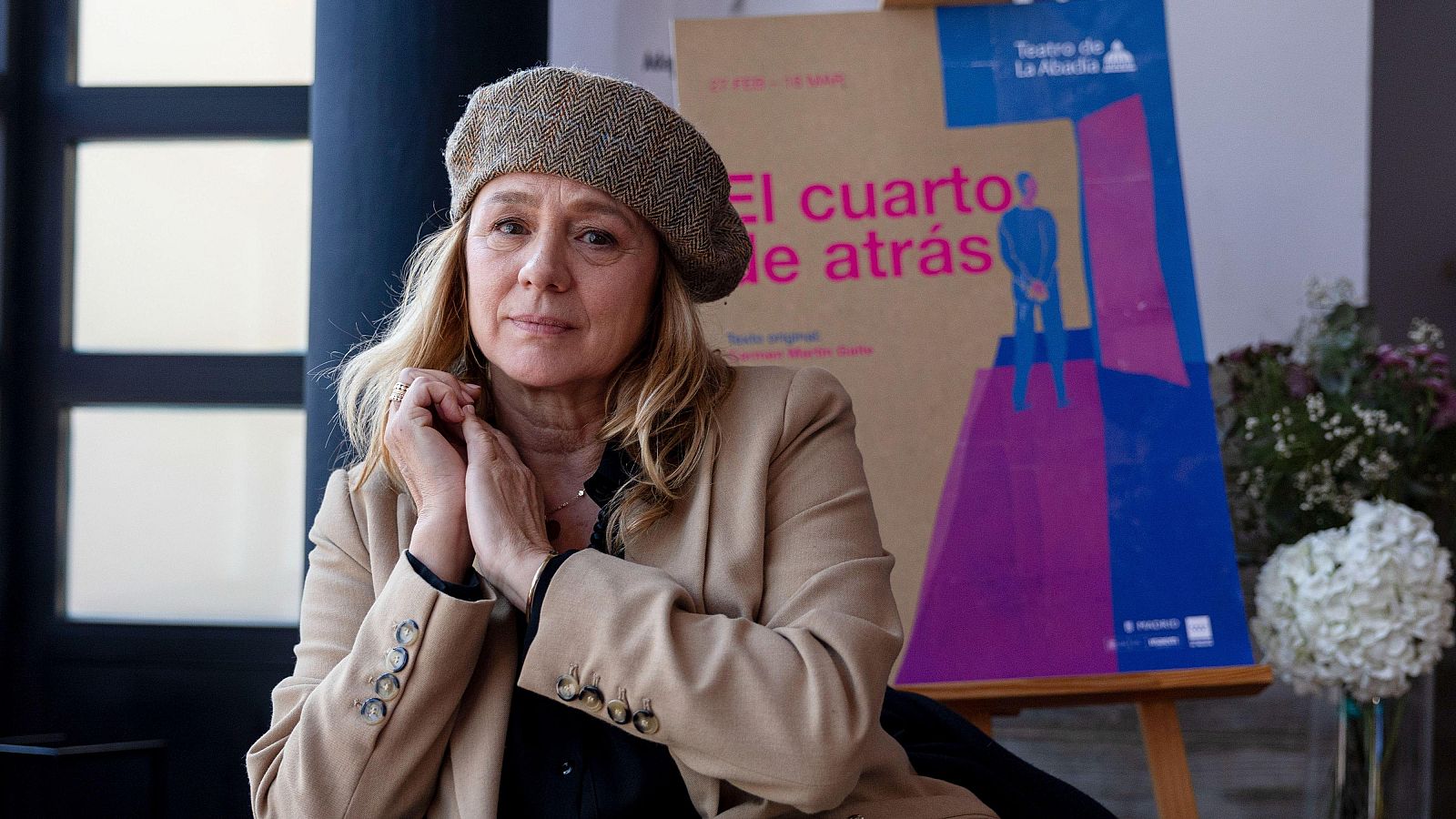 Emma Súarez, en la presentación de 'El cuarto de atrás' en el Teatro de La Abadía de Madrid.