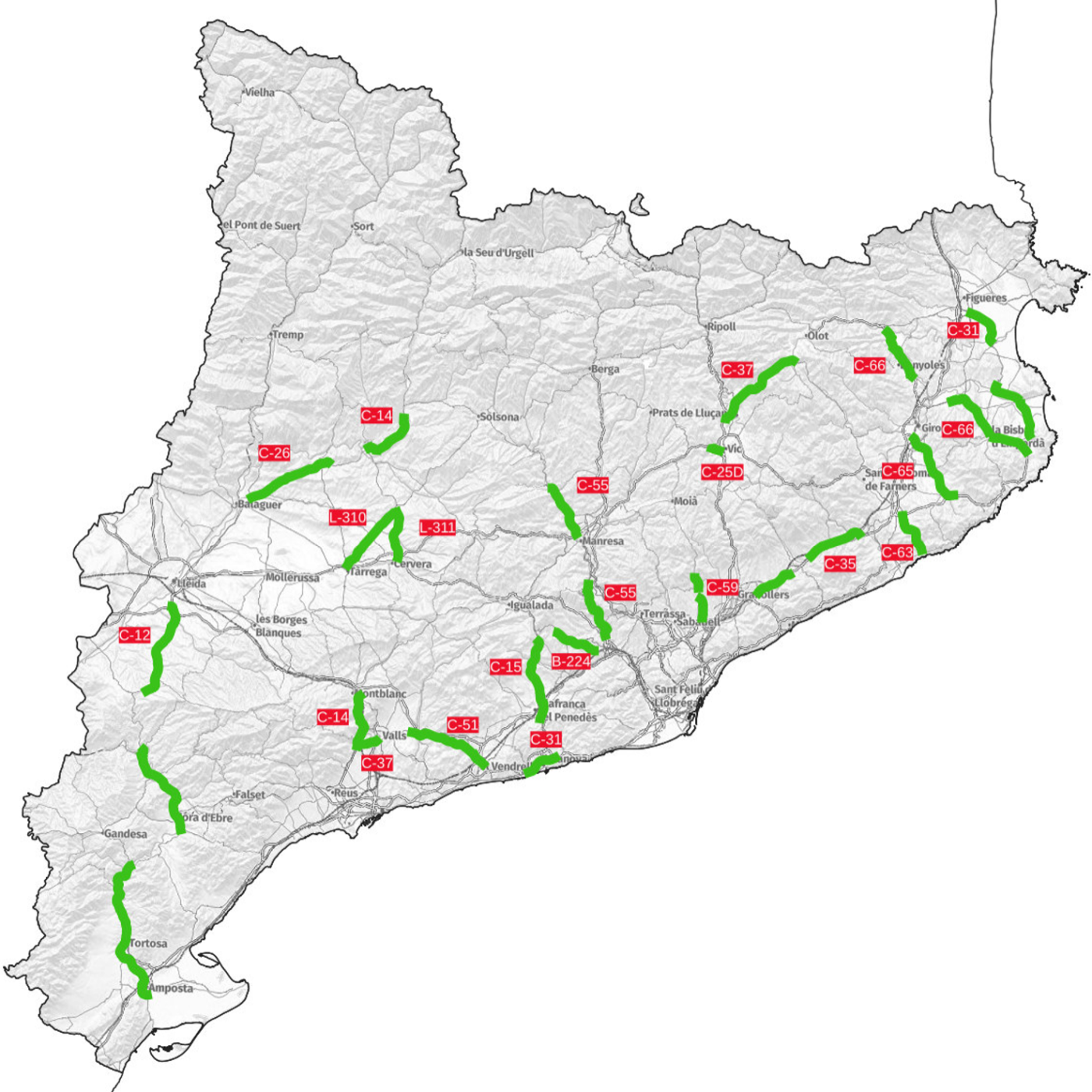 Programa carreteres 2+1  de la Xarxa Viària de la Generalitat de  Catalunya