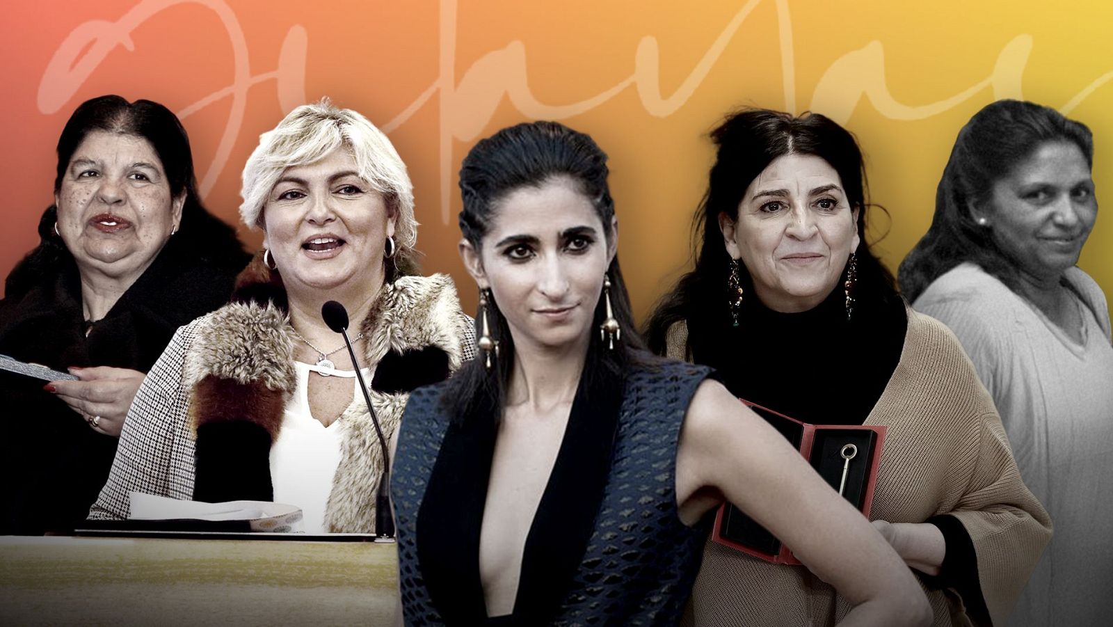 Cinco de las 120 mujeres recogidas en el libro "Gitanas: talento, creatividad y diversidad romaní en España"