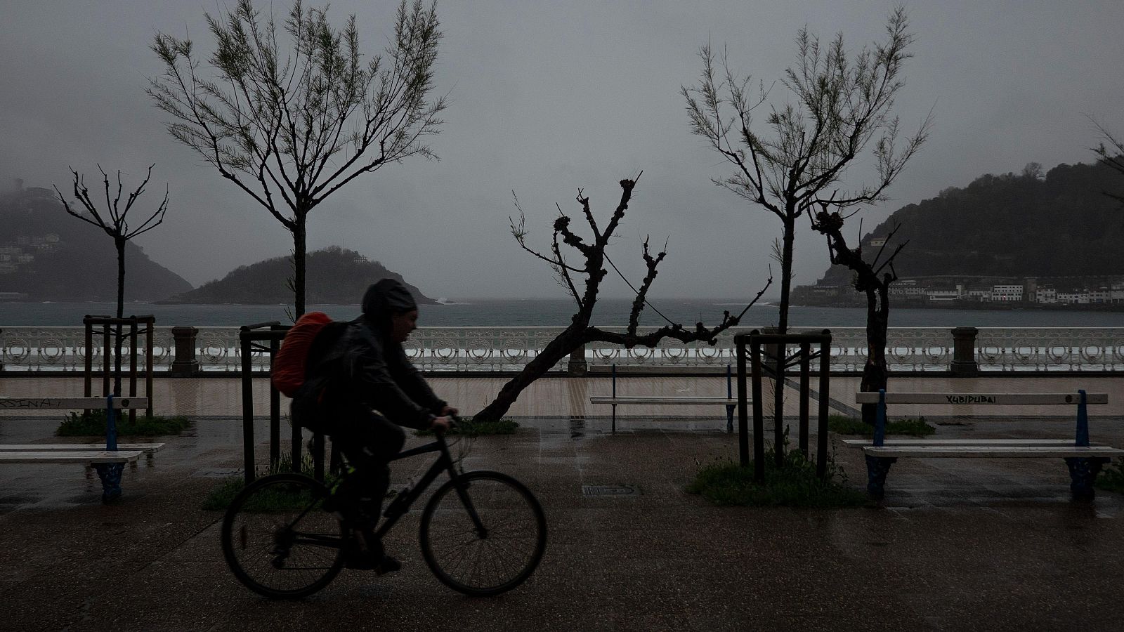 Lluvia intensa el pasado 24 de marzo en San Sebastián