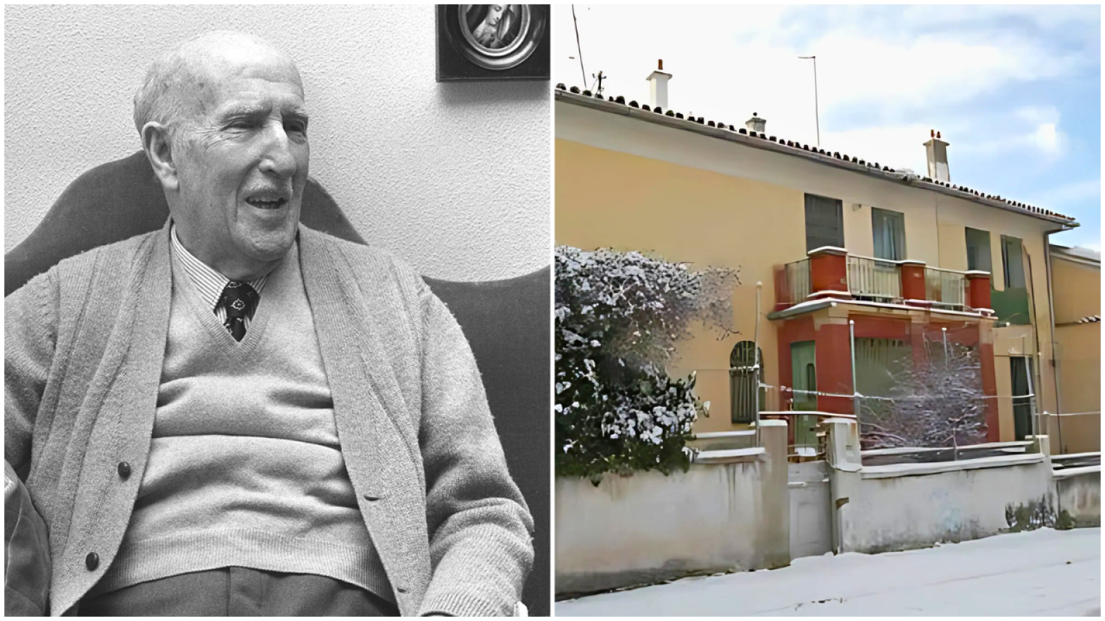 El poeta Vicente Aleixandre (izquierda) y su casa Velintonia (derecha).