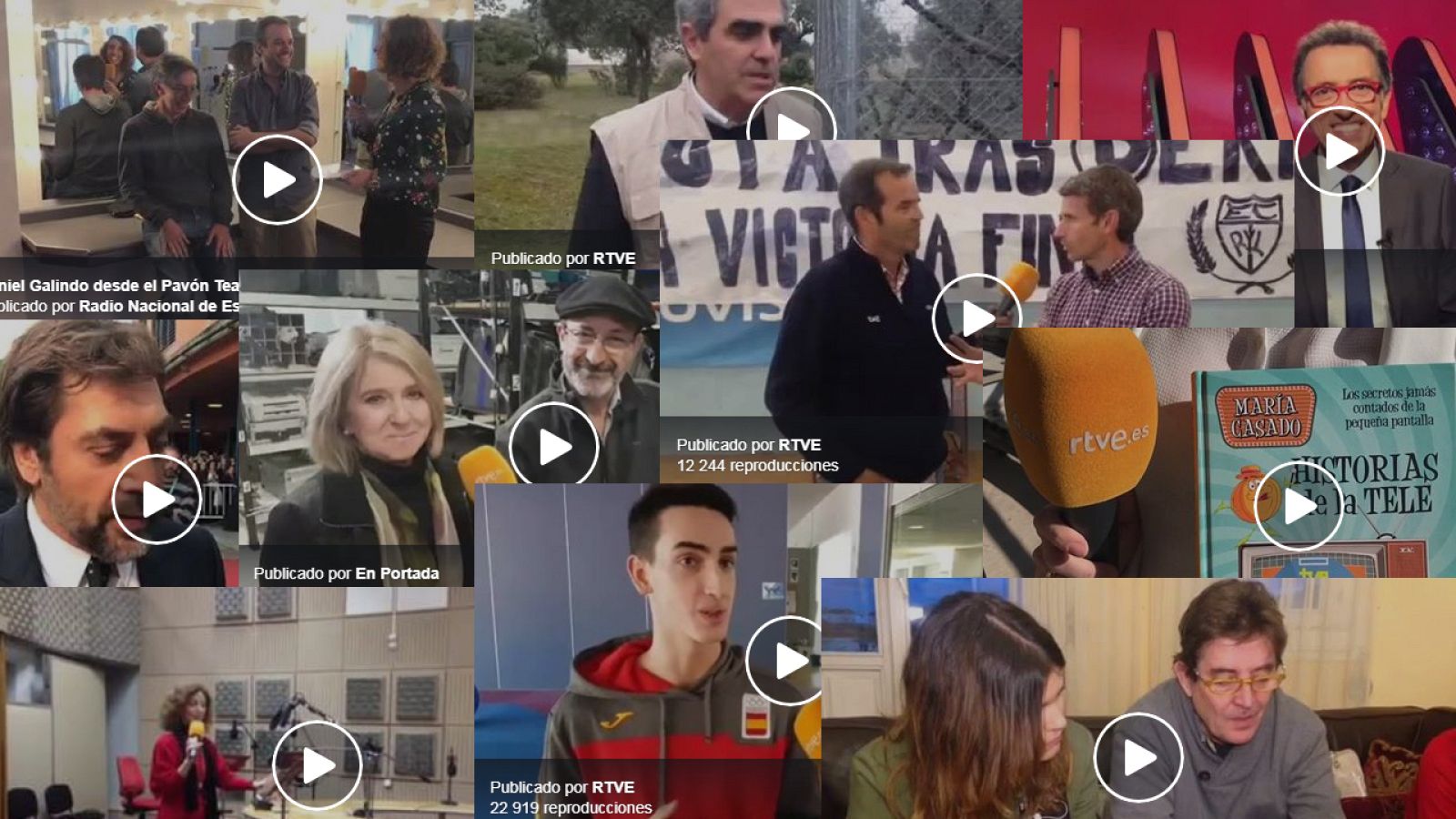 Miniaturas de algunos Facebook Live de RTVE en 2017