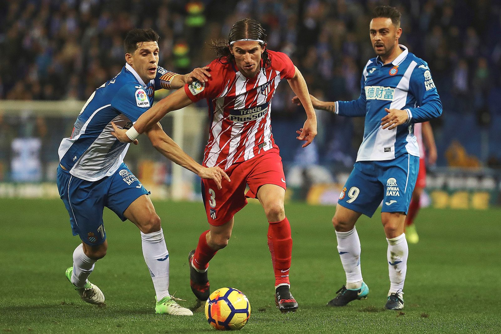 Imagen del lateral brasileño del Atlético de Madrid Filipe Luis durante el último partido liguero.