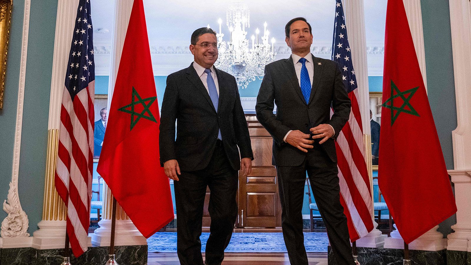 El secretario de Estado estadounidense, Marco Rubio, y el ministro de Asuntos Exteriores marroquí, Nasser Bourita