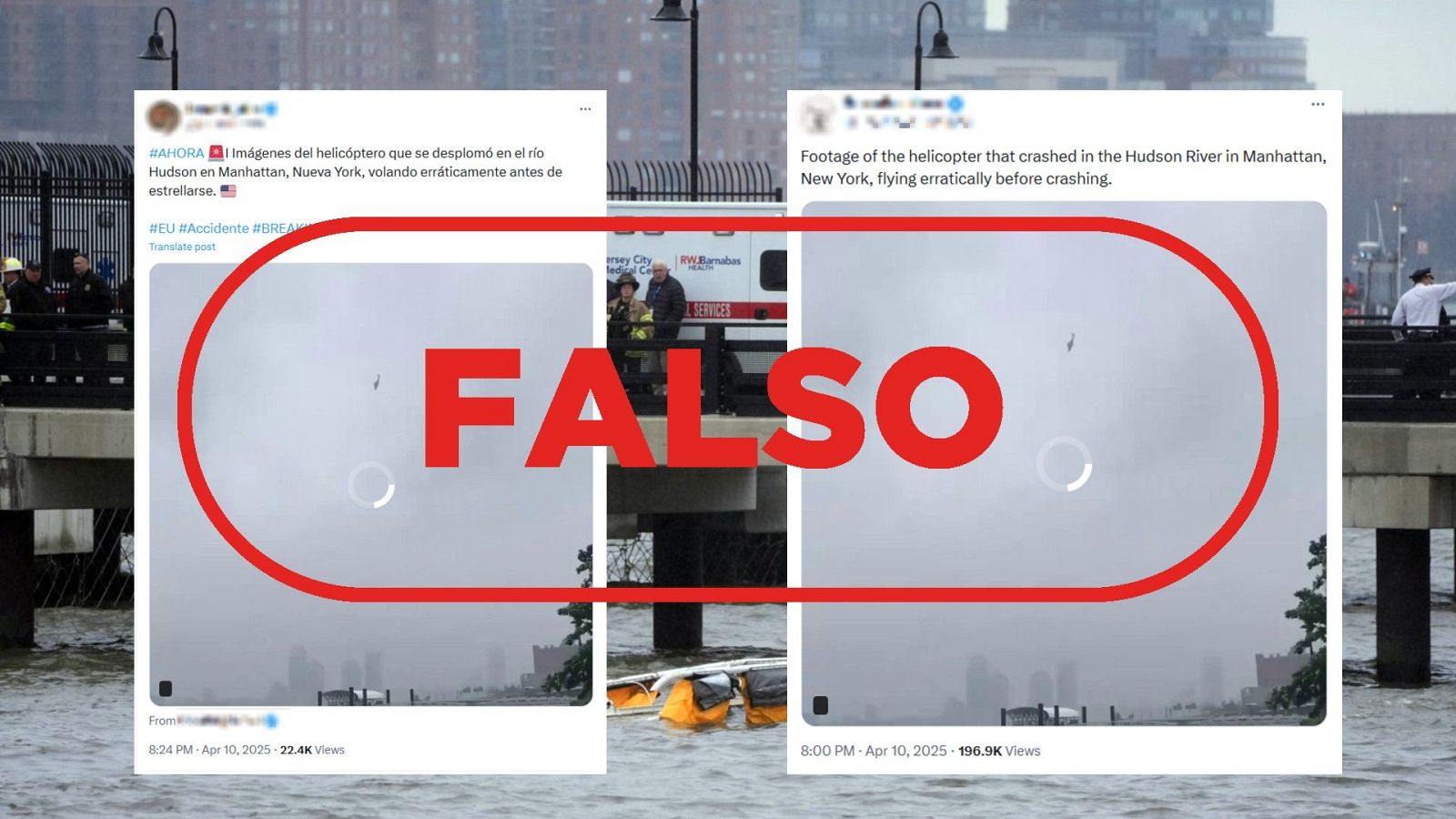 Este vídeo no es del helicóptero accidentado en el río Hudson con una familia española