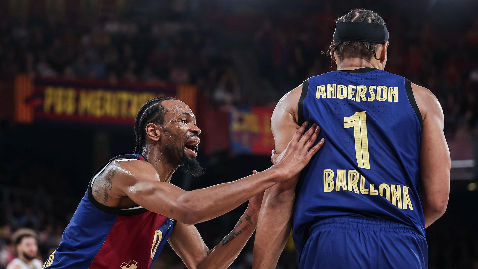 Punter y Anderson durante el Barcelona - Virtus de Bolonia