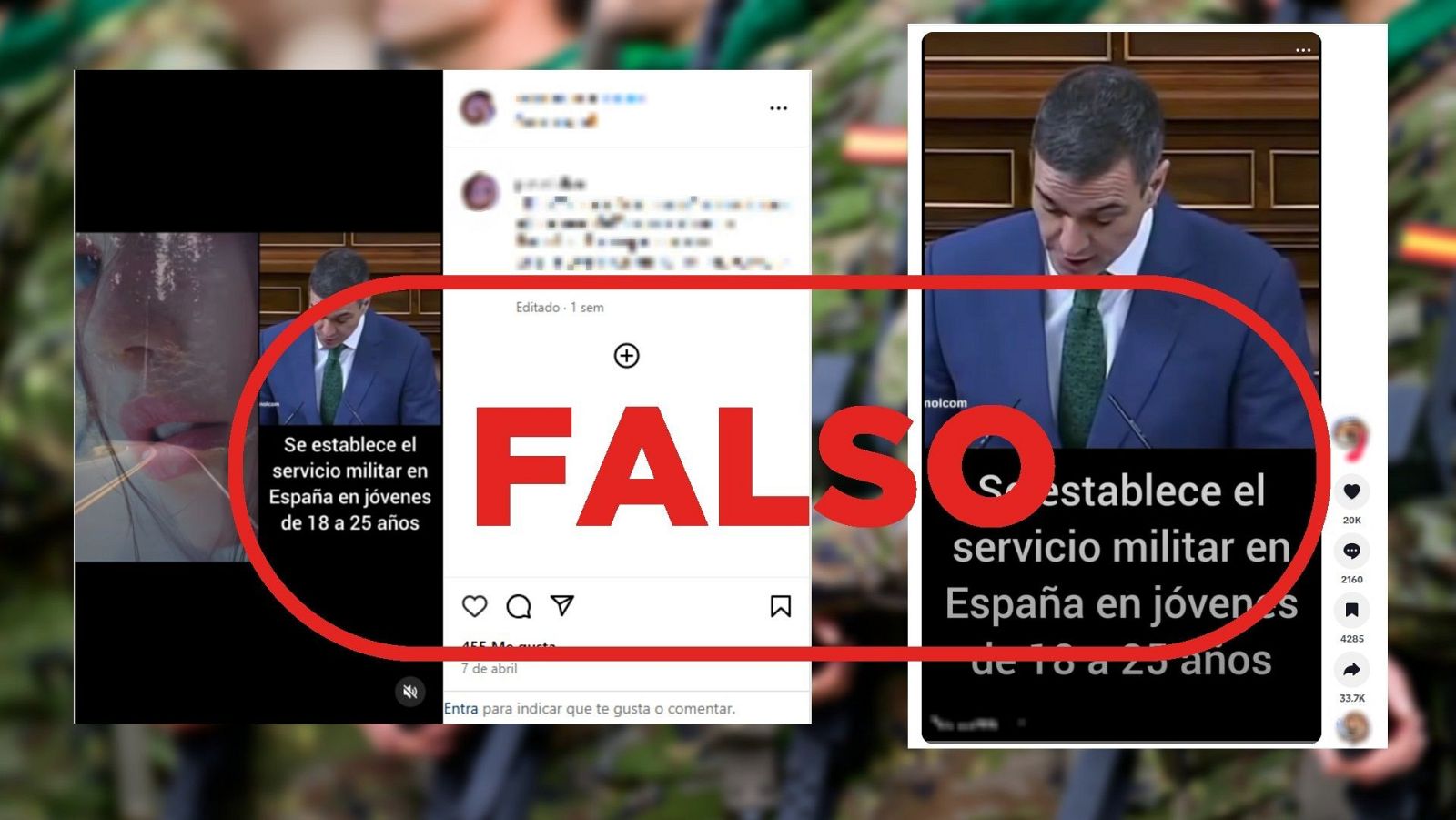 Este vídeo de Sánchez sobre el servicio militar obligatorio es un montaje