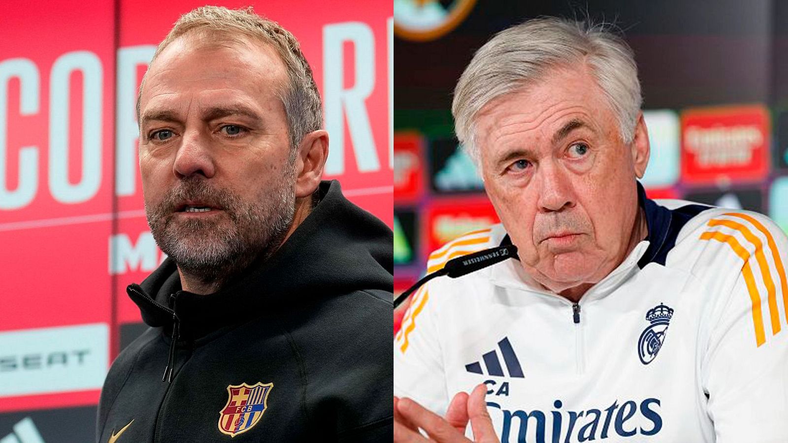 Hansi Flick y Carlo Ancelotti.