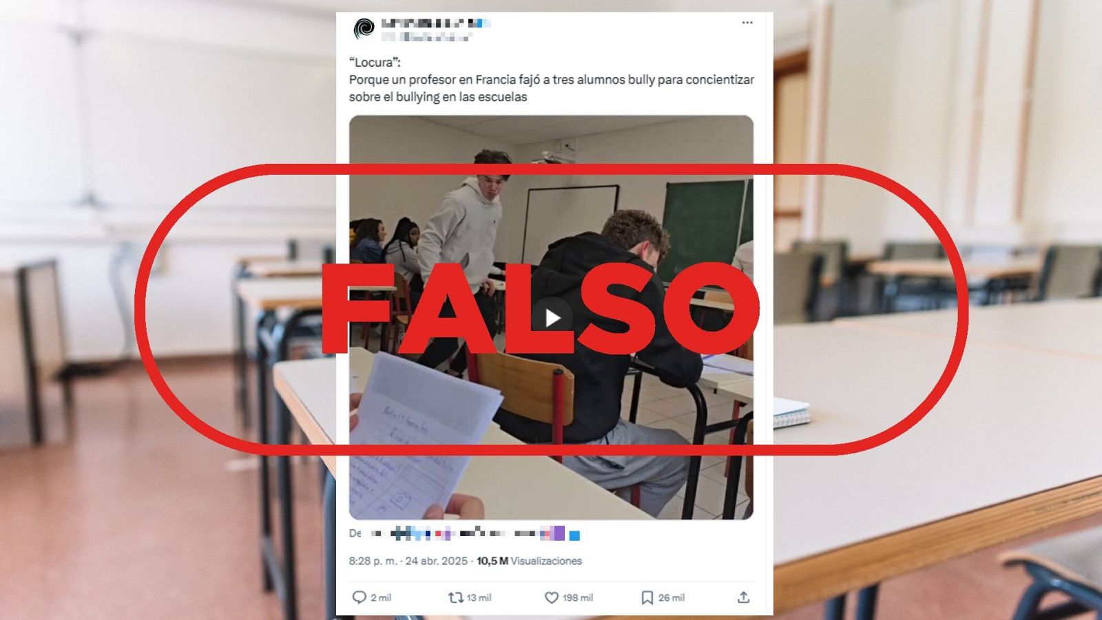 Este vídeo de una agresión en un aula en Francia está interpretado por actores