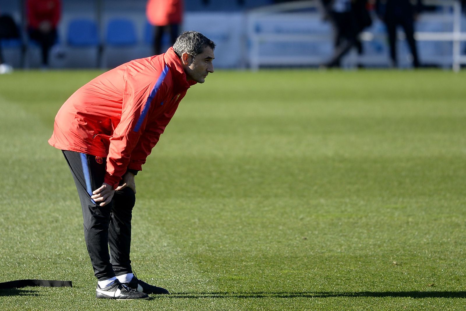Valverde, en un entrenamiento del Barça de esta semana