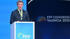 Feijóo interviene en el Congreso del PPE con críticas al Gobierno por el apagón y recordando a las víctimas de la dana
