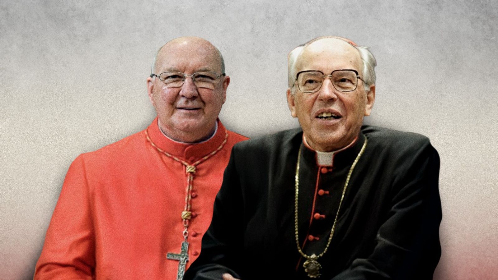 El camarlengo, Kevin Joseph Farrell, y el decano del Colegio Cardenalicio, Giovanni Battista Re.