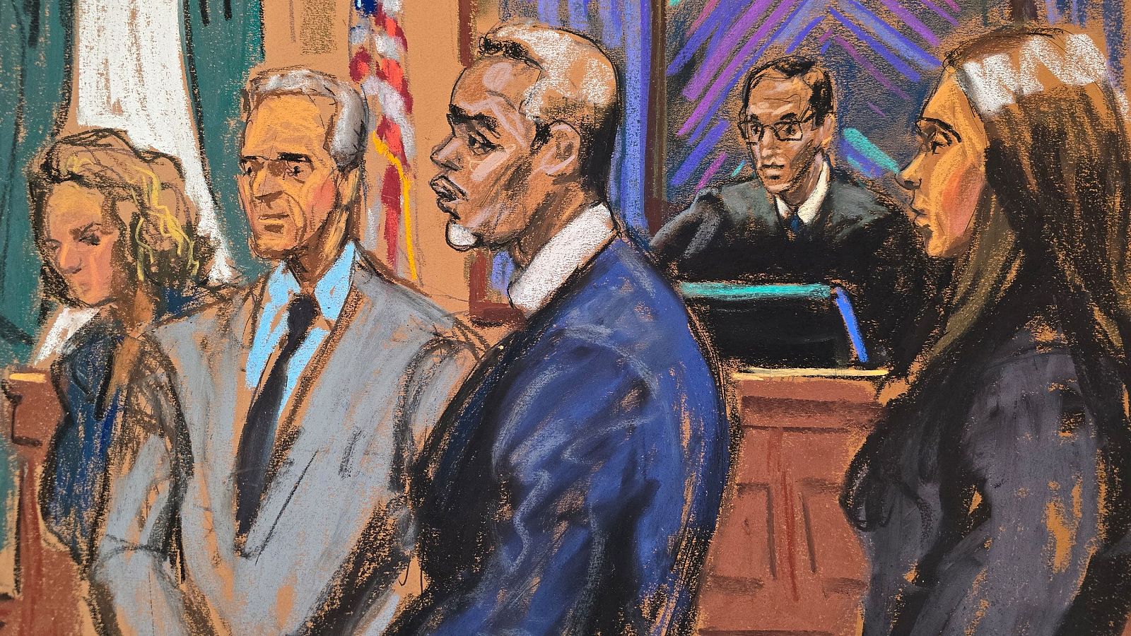 El magnate musical Sean Combs durante la sesión judicial celebrada este lunes.