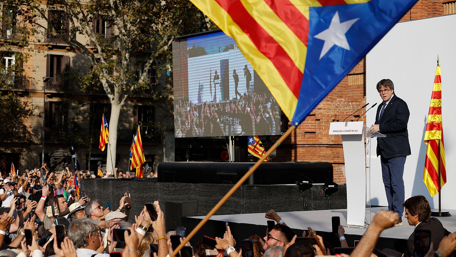 Acto de bienvenida del expresidente catalán Carles Puigdemont el pasado mes de agosto